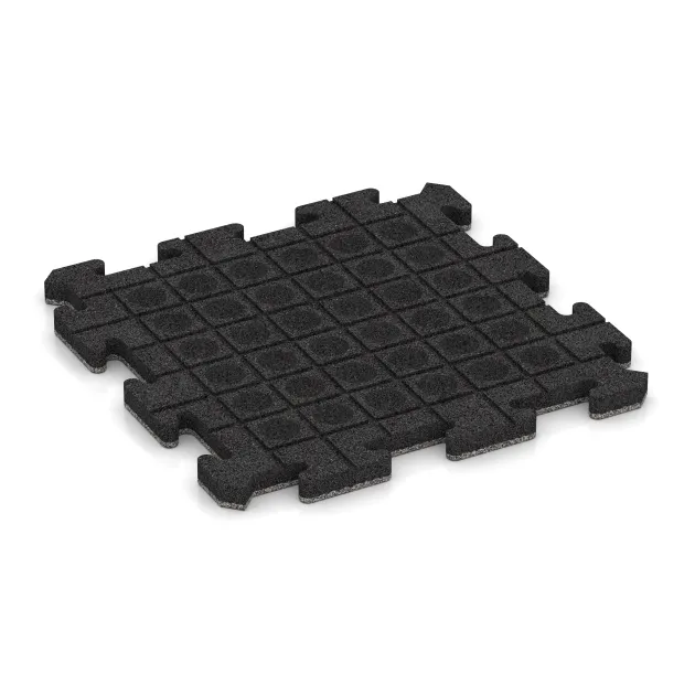 Aufsicht auf die Unterseite, also die Bodenseite von WARCO-Formteil 5878 - Indoor-Klickfliese im Format 500 x 500 x 30 mm.