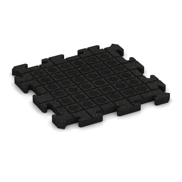 Aufsicht auf die Unterseite, also die Bodenseite von WARCO-Formteil 2827 - Fitness-Bodenschutzmatte HD im Format 500 x 500 x 30 mm.
