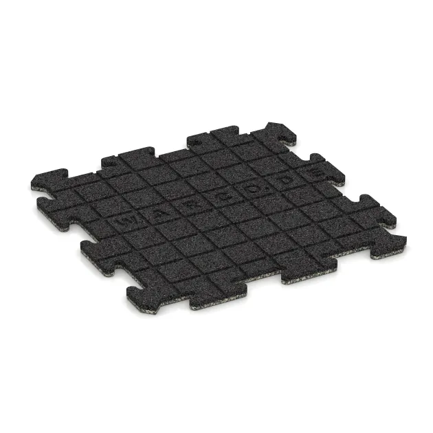 Aufsicht auf die Unterseite, also die Bodenseite von WARCO-Formteil 5673 - Indoor-Klickfliese im Format 500 x 500 x 18 mm.