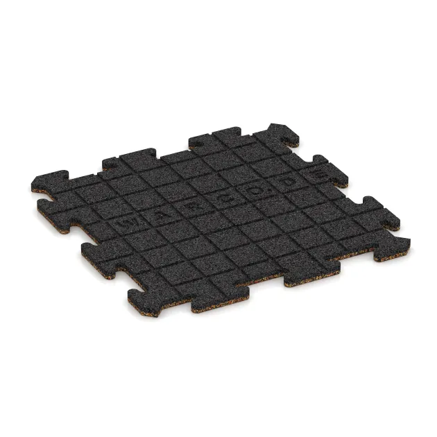 Aufsicht auf die Unterseite, also die Bodenseite von WARCO-Formteil 5675 - Indoor-Klickfliese im Format 500 x 500 x 18 mm.