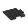Aufsicht auf die Unterseite, also die Bodenseite von WARCO-Formteil 4684 - Eckplatte HD im Format 235 x 235 x 18 mm.