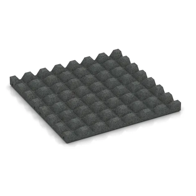Aufsicht auf die Unterseite, also die Bodenseite von WARCO-Formteil 0619 - Wandschutzplatte im Format 500 x 500 x 40 mm.