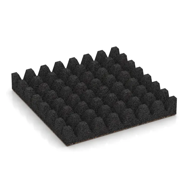 Aufsicht auf die Unterseite, also die Bodenseite von WARCO-Formteil 5363 - Fallschutzplatte im Format 500 x 500 x 80 mm.