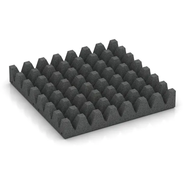 Aufsicht auf die Unterseite, also die Bodenseite von WARCO-Formteil 0729 - Fallschutzplatte im Format 500 x 500 x 80 mm.