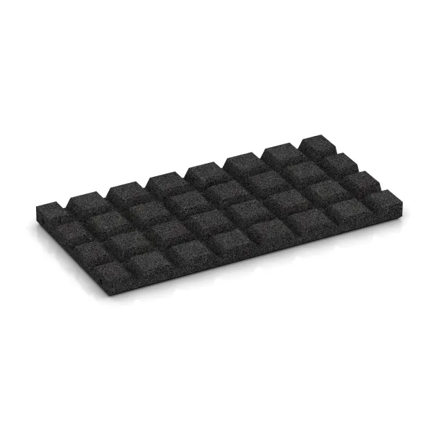 Aufsicht auf die Unterseite, also die Bodenseite von WARCO-Formteil 0383 - halbe Platte im Format 500 x 250 x 30 mm.