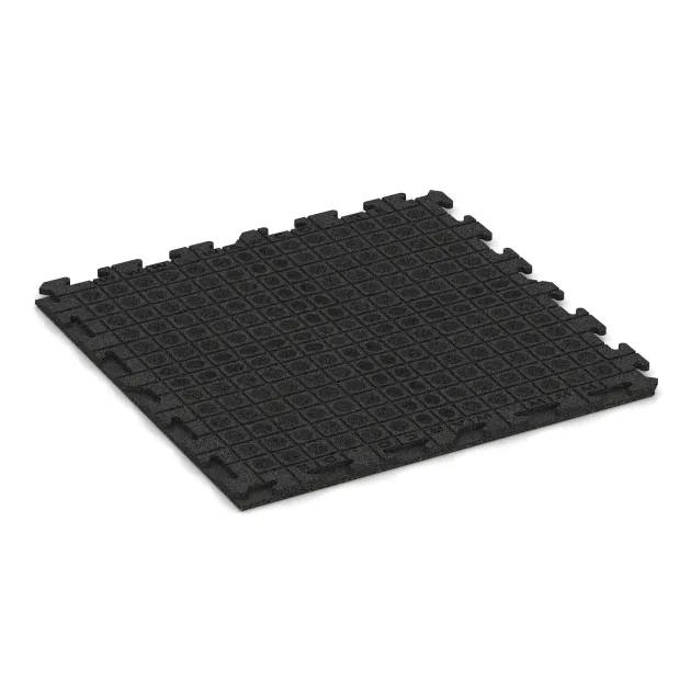 Aufsicht auf die Unterseite, also die Bodenseite von WARCO-Formteil 1601 - Fitnessboden Gummi-Fliesen Classic im Format 1000 x 1000 x 30 mm.