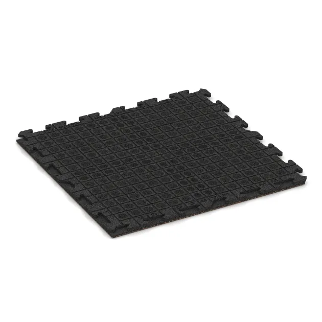 Aufsicht auf die Unterseite, also die Bodenseite von WARCO-Formteil 1603 - Fitnessboden Gummi-Fliesen Classic im Format 1000 x 1000 x 30 mm.