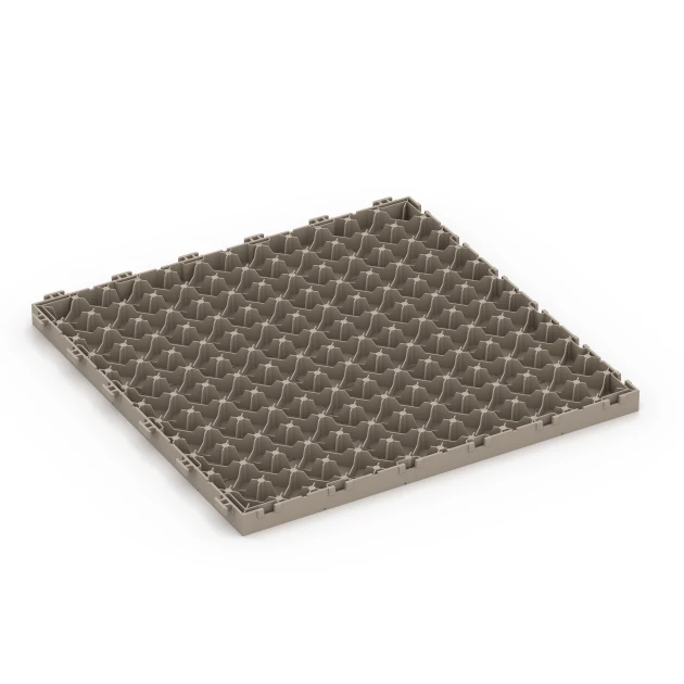 Aufsicht auf die Unterseite, also die Bodenseite von WARCO-Formteil 6331 - Blockmuster – Klickfliese im Format 38,5 x 38,5 x 2 cm.