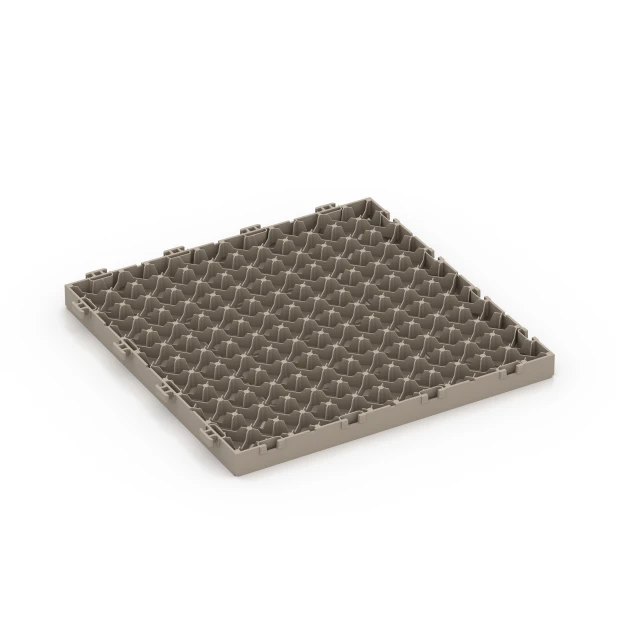 Aufsicht auf die Unterseite, also die Bodenseite von WARCO-Formteil 6350 - Kassettenmuster – Klickfliese im Format 30 x 30 x 2 cm.