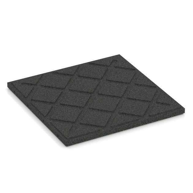 Aufsicht auf die Unterseite, also die Bodenseite von WARCO-Formteil 6415 - Fallschutzplatte – 90 cm im Format 50 x 50 x 3 cm.