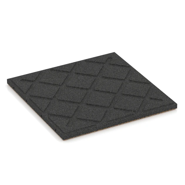 Aufsicht auf die Unterseite, also die Bodenseite von WARCO-Formteil 6127 - Fallschutzplatte – 95 cm im Format 50 x 50 x 3 cm | 0,25 m².