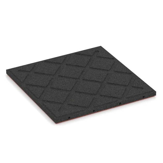 Aufsicht auf die Unterseite, also die Bodenseite von WARCO-Formteil 6288 - Fallschutzplatten im Format 50 x 50 x 3 cm | 0,25 m².