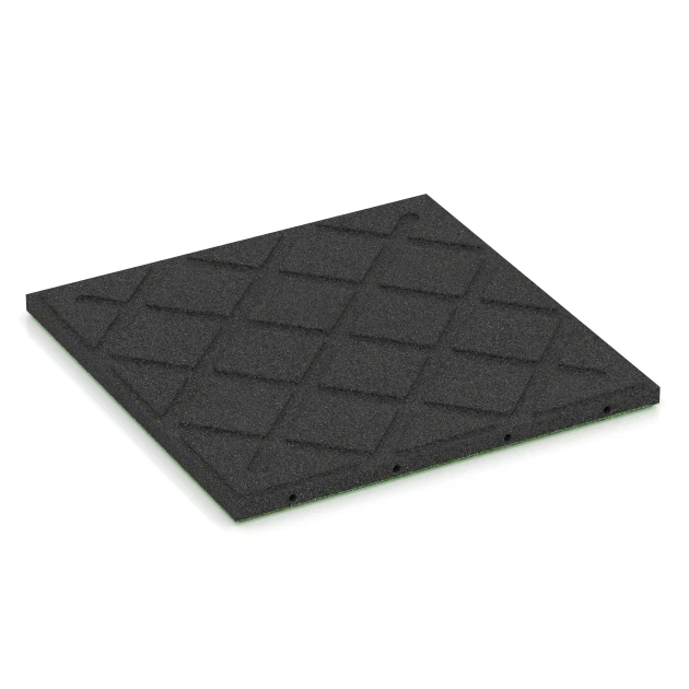 Aufsicht auf die Unterseite, also die Bodenseite von WARCO-Formteil 6289 - Fallschutzplatten im Format 50 x 50 x 3 cm | 0,25 m².