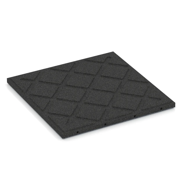 Aufsicht auf die Unterseite, also die Bodenseite von WARCO-Formteil 6130 - Fallschutzplatte – 95 cm im Format 50 x 50 x 3 cm | 0,25 m².
