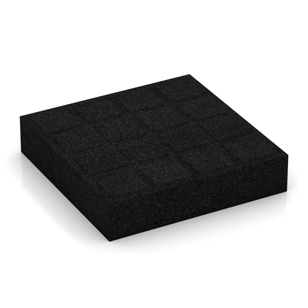 Aufsicht auf die Unterseite, also die Bodenseite von WARCO-Formteil 6174 - Fallschutzplatten im Format 50 x 50 x 11 cm.