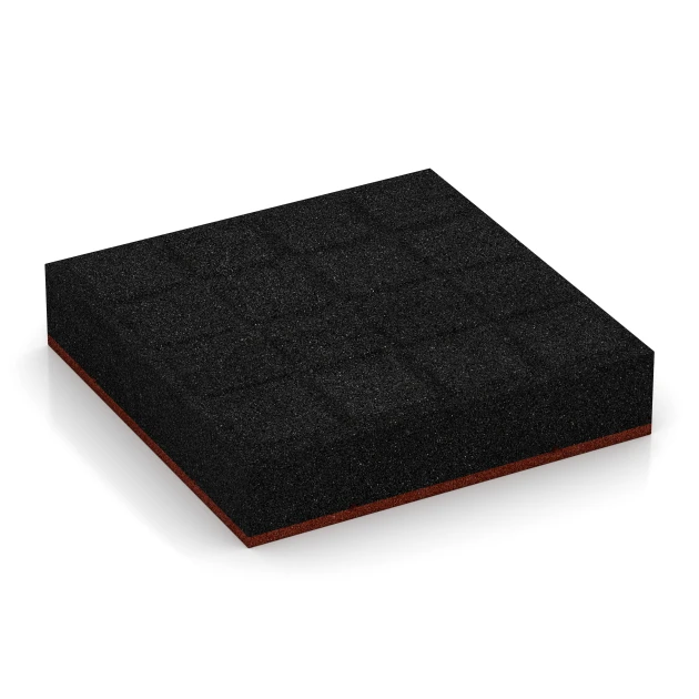 Aufsicht auf die Unterseite, also die Bodenseite von WARCO-Formteil 6209 - Fallschutzplatten im Format 50 x 50 x 11 cm.