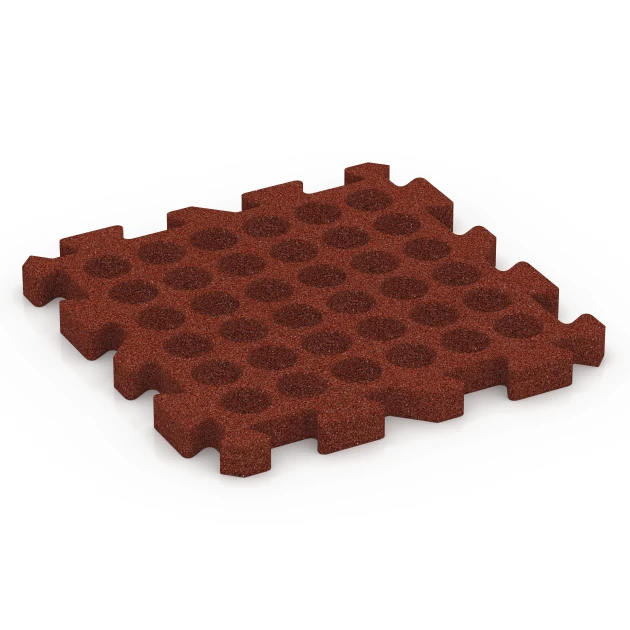 Aufsicht auf die Unterseite, also die Bodenseite von WARCO-Formteil 6303 - Fallschutz-Puzzlematte im Format 50 x 50 x 4 cm | 0,25 m².