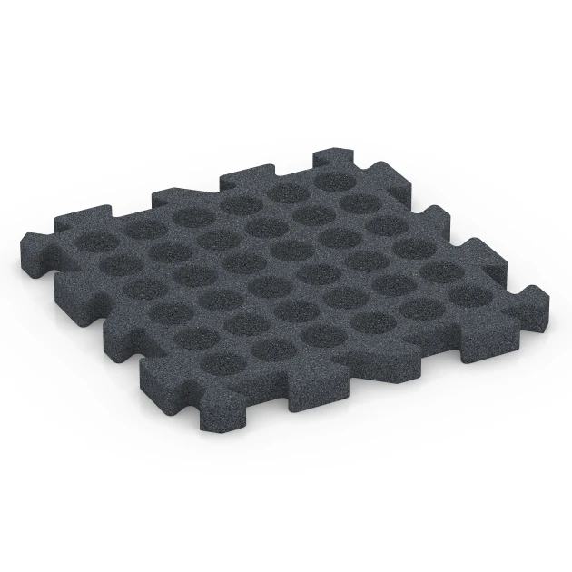 Aufsicht auf die Unterseite, also die Bodenseite von WARCO-Formteil 6400 - Fallschutzplatte - 150 cm im Format 50 x 50 x 4 cm | 0,25 m².