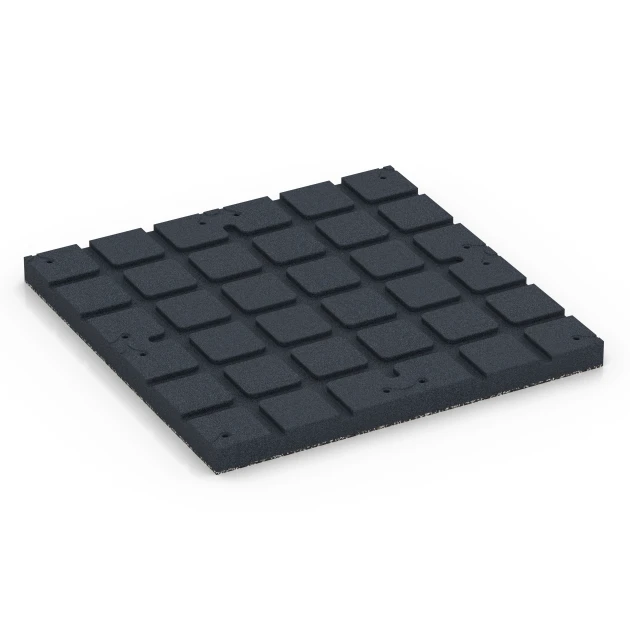 Aufsicht auf die Unterseite, also die Bodenseite von WARCO-Formteil 7141 - Outdoor-Fitnessboden im Format 60 x 60 x 4 cm | 0,36 m².