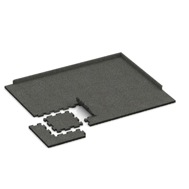 Typische Verlegung oder Einbausituation für den Artikel 4015 von WARCO - Hunde-Sportboden HD, Farbton Dunkelgrauer Granit in der Abmessung 500 x 500 x 40 mm.