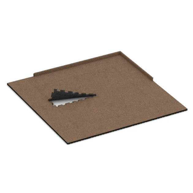 Typische Verlegung oder Einbausituation für den Artikel 4046 von WARCO - Hunde-Bodenplatte, Farbton Bast & Borke in der Abmessung 1000 x 1000 x 40 mm.