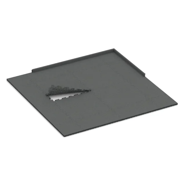 Typische Verlegung oder Einbausituation für den Artikel 4073 von WARCO - Hunde-Bodenplatte, Farbton Schiefergrau in der Abmessung 1000 x 1000 x 40 mm.