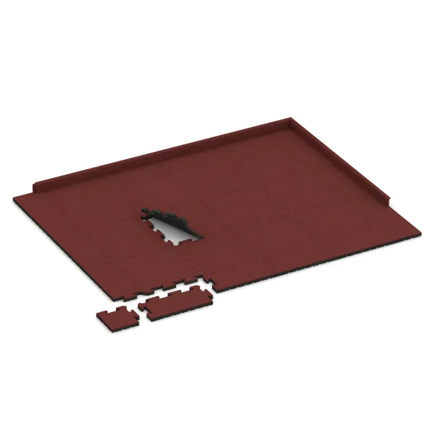 Typische Verlegung oder Einbausituation für den Artikel 5304 von WARCO - Fallschutz-Puzzlematte, Farbton Korallenrot in der Abmessung 500 x 500 x 30 mm.