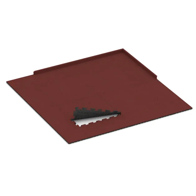 Typische Verlegung oder Einbausituation für den Artikel 5821 von WARCO - Indoor-Klickfliese, Farbton Korallenrot in der Abmessung 1000 x 1000 x 30 mm.