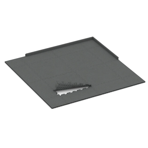 Typische Verlegung oder Einbausituation für den Artikel 3375 von WARCO - Fitness-Bodenschutzmatte, Farbton Schiefergrau in der Abmessung 1000 x 1000 x 30 mm.