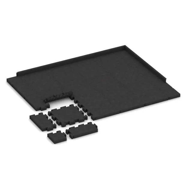 Typische Verlegung oder Einbausituation für den Artikel 3192 von WARCO - Fitness-Bodenschutzmatte, Farbton Anthrazit in der Abmessung 500 x 500 x 60 mm.