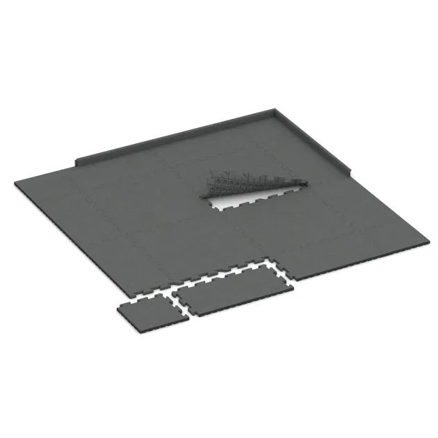 Typische Verlegung oder Einbausituation für den Artikel 5068 von WARCO - Randplatte, Farbton Schiefergrau in der Abmessung 1000 x 485 x 30 mm.