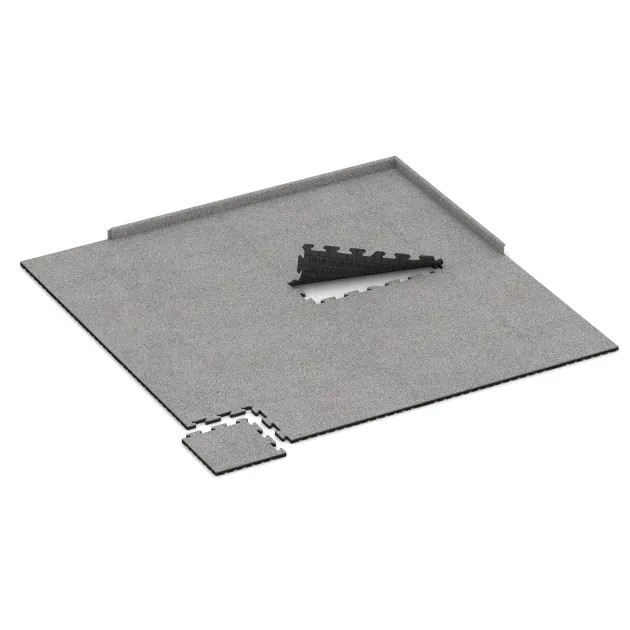 Typische Verlegung oder Einbausituation für den Artikel 5011 von WARCO - Eckplatte, Farbton Grau Melange in der Abmessung 485 x 485 x 30 mm.