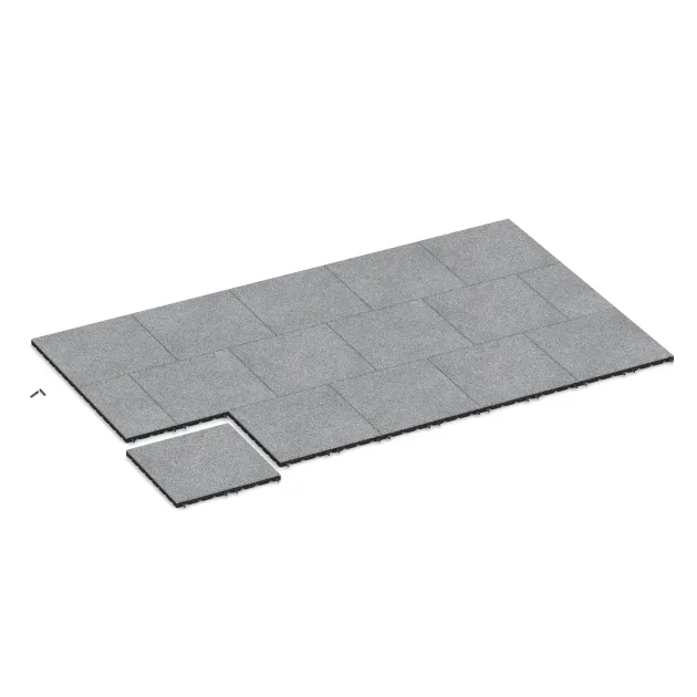 Typische Verlegung oder Einbausituation für den Artikel 5476 von WARCO - Fallschutzplatte 3 cm - EN 1177 ≤ 100 cm, Farbton Grau Melange in der Abmessung 500 x 500 x 30 mm.