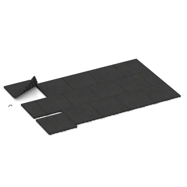 Typische Verlegung oder Einbausituation für den Artikel 5462 von WARCO - Fallschutzplatte 3 cm - EN 1177 ≤ 100 cm, Farbton Anthrazit in der Abmessung 500 x 500 x 30 mm.