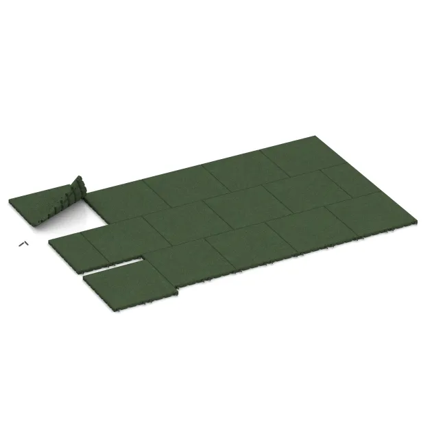 Typische Verlegung oder Einbausituation für den Artikel 0570 von WARCO - Wandschutzplatte, Farbton Grasgrün in der Abmessung 500 x 500 x 30 mm.