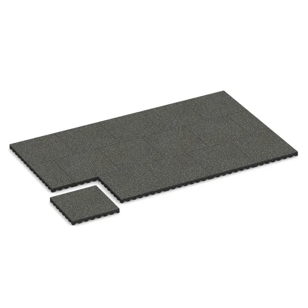 Typische Verlegung oder Einbausituation für den Artikel 5359 von WARCO - Fallschutzplatte, Farbton Dunkelgrauer Granit in der Abmessung 500 x 500 x 50 mm.