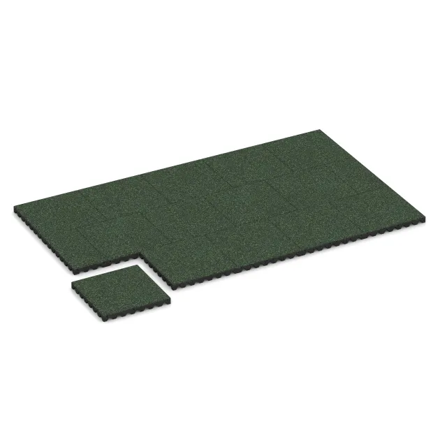Typische Verlegung oder Einbausituation für den Artikel 5358 von WARCO - Fallschutzplatte, Farbton Englischer Rasen in der Abmessung 500 x 500 x 50 mm.