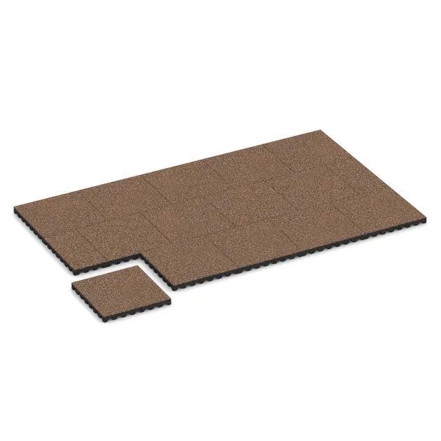 Typische Verlegung oder Einbausituation für den Artikel 5360 von WARCO - Fallschutzplatte, Farbton Bast & Borke in der Abmessung 500 x 500 x 50 mm.
