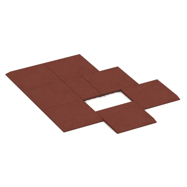 Typische Verlegung oder Einbausituation für den Artikel 0420 von WARCO - Rand-Platte (eine Seite abgeschrägt), Farbton Ziegelrot in der Abmessung 500 x 500 x 30 mm.