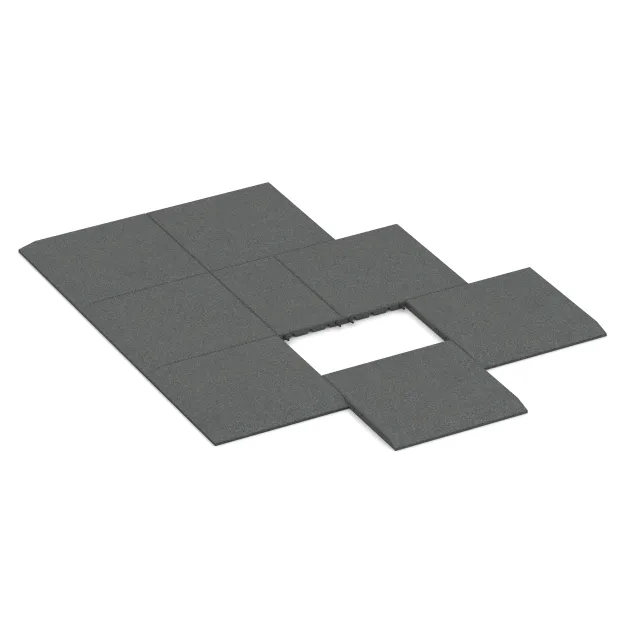 Typische Verlegung oder Einbausituation für den Artikel 0424 von WARCO - Rand-Platte (eine Seite abgeschrägt), Farbton Schiefergrau in der Abmessung 500 x 500 x 30 mm.