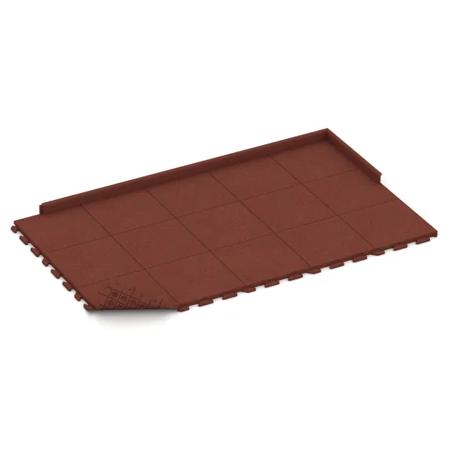 Typische Verlegung oder Einbausituation für den Artikel 1393 von WARCO - Hunde-Zwingermatte, Farbton Ziegelrot in der Abmessung 500 x 500 x 40 mm.