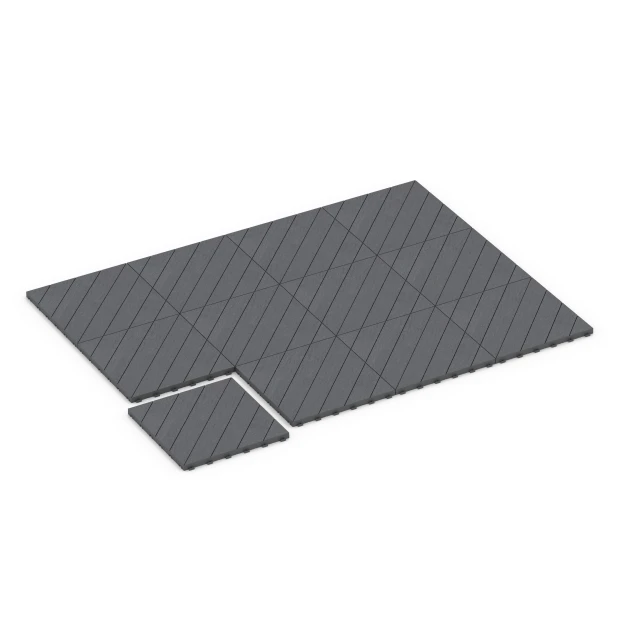 Typische Verlegung oder Einbausituation für den Artikel 6326 von WARCO - Fischgrät – Klickfliese, Farbton Silbergrau in der Abmessung 38,5 x 38,5 x 2 cm.