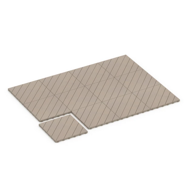 Typische Verlegung oder Einbausituation für den Artikel 6327 von WARCO - Fischgrät – Klickfliese, Farbton Vanille in der Abmessung 38,5 x 38,5 x 2 cm.