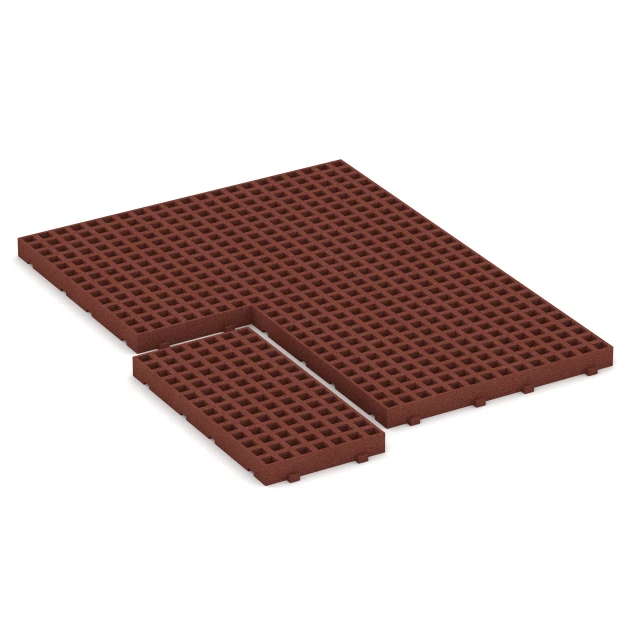 Typische Verlegung oder Einbausituation für den Artikel 6119 von WARCO - Fallschutz-Rasengittermatte, Farbton Ziegelrot in der Abmessung 100 × 50 × 8 cm.