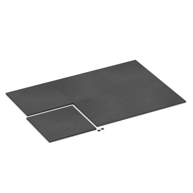 Typische Verlegung oder Einbausituation für den Artikel 3782 von WARCO - Fitness Performance Impact Trainingsboden, Farbton Anthrazit in der Abmessung 100 × 100 × 3 cm.