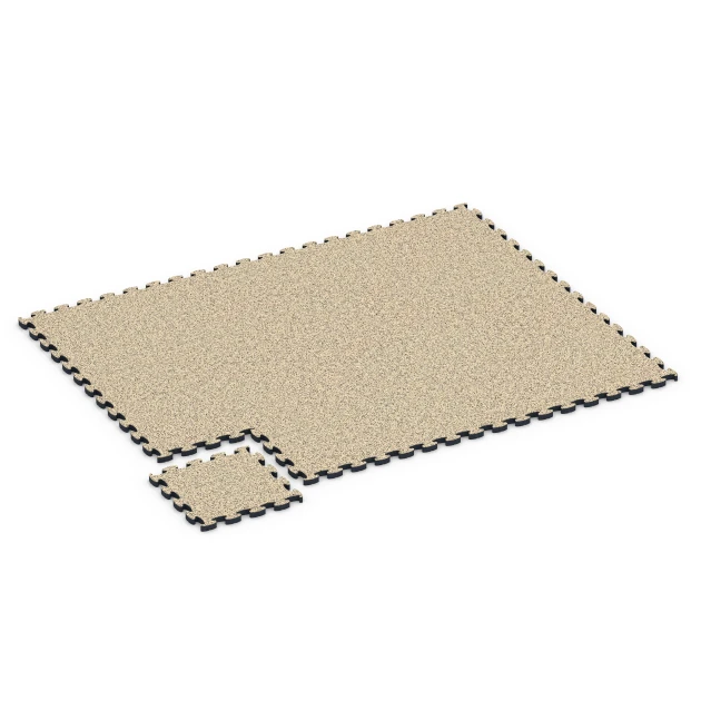 Typische Verlegung oder Einbausituation für den Artikel 6883 von WARCO - Fitness Max Floor System, Farbton Travertin in der Abmessung 44,6 x 44,6 × 2,8 cm.