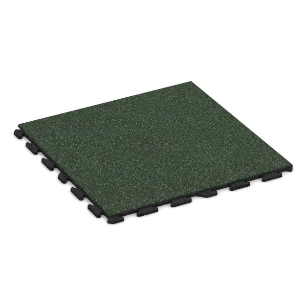 Foto der hinteren Seite vom unsymmetrischen WARCO-Formteil 1601: Fitnessboden Gummi-Fliesen Classic, Design Englischer Rasen, Maße 1000 x 1000 x 30 mm.
