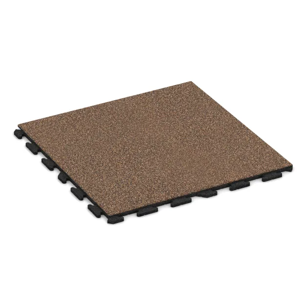 Foto der hinteren Seite vom unsymmetrischen WARCO-Formteil 1603: Fitnessboden Gummi-Fliesen Classic, Design Bast & Borke, Maße 1000 x 1000 x 30 mm.