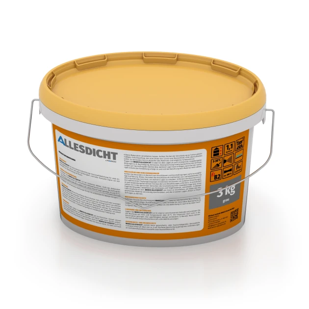 Foto der hinteren Seite vom unsymmetrischen WARCO-Formteil 0033: ALLESDICHT – Flüssigabdichtung, Design Grau, Maße 3 kg | 0,9 m².