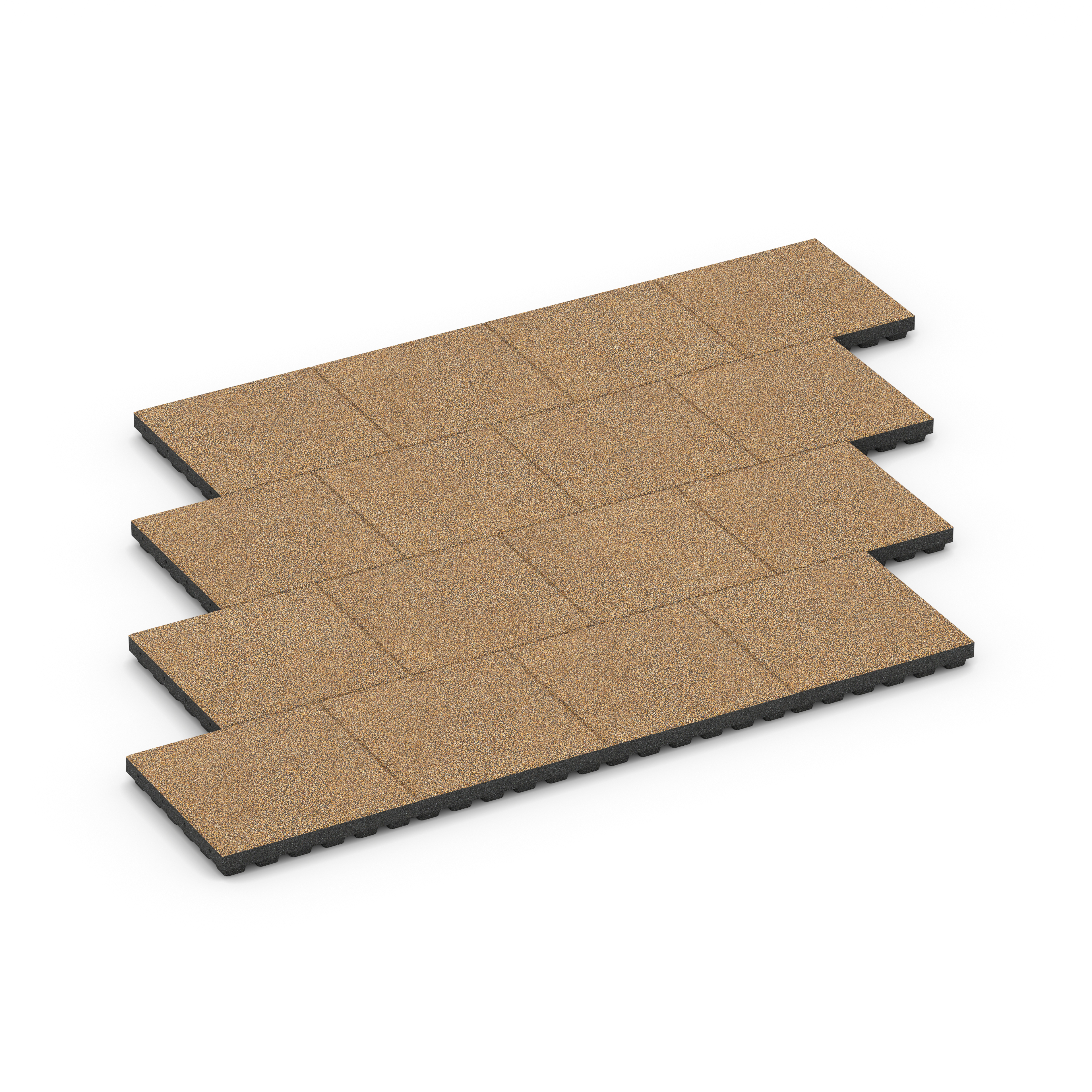 Fallschutzplatte – Fallschutzmatte für Spielplätze – 50 x 50 x 7 cm, Farbe Rattan – Fallhöhe 210 cm (EN 1177) – EPDM-Nutzschicht – mit Steckverbindern